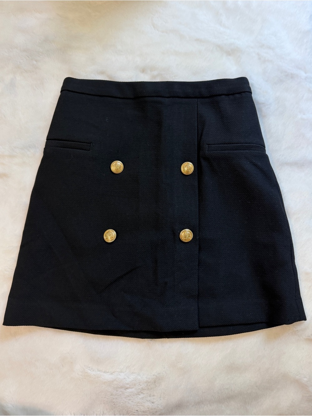 H&M Black Mini Skirt with Gold Button Detail
